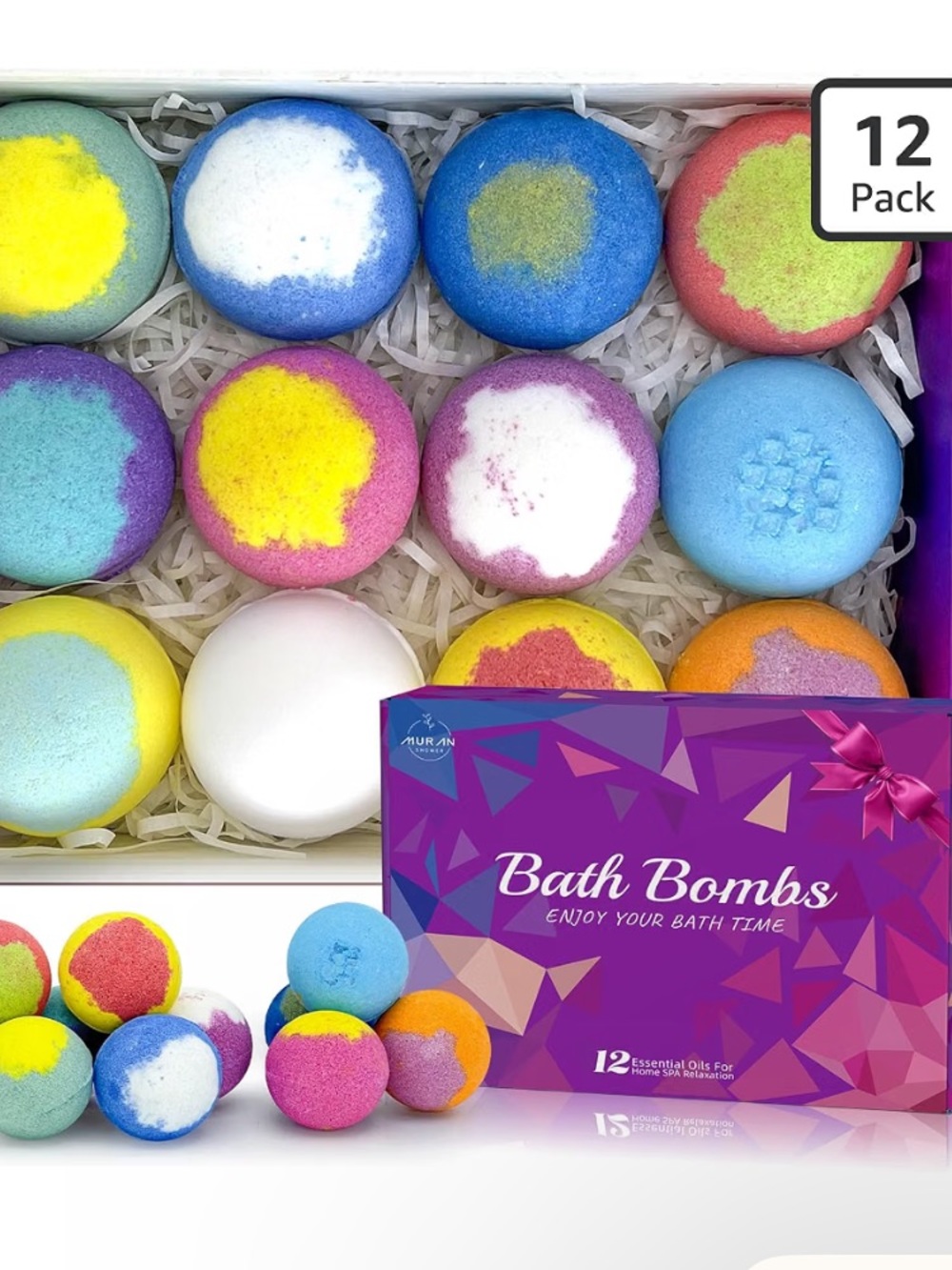 Bath Bombs for Women Gift Set 12 Pack Natural Relaxing Bath Bombs for Her